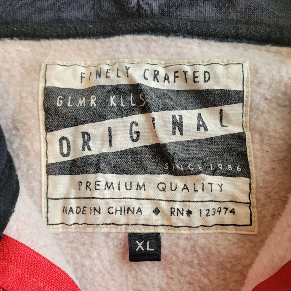 GLMR KLLS XL Red & Gray Zip-Up Hoodie With Pockets - Picture 3 of 6